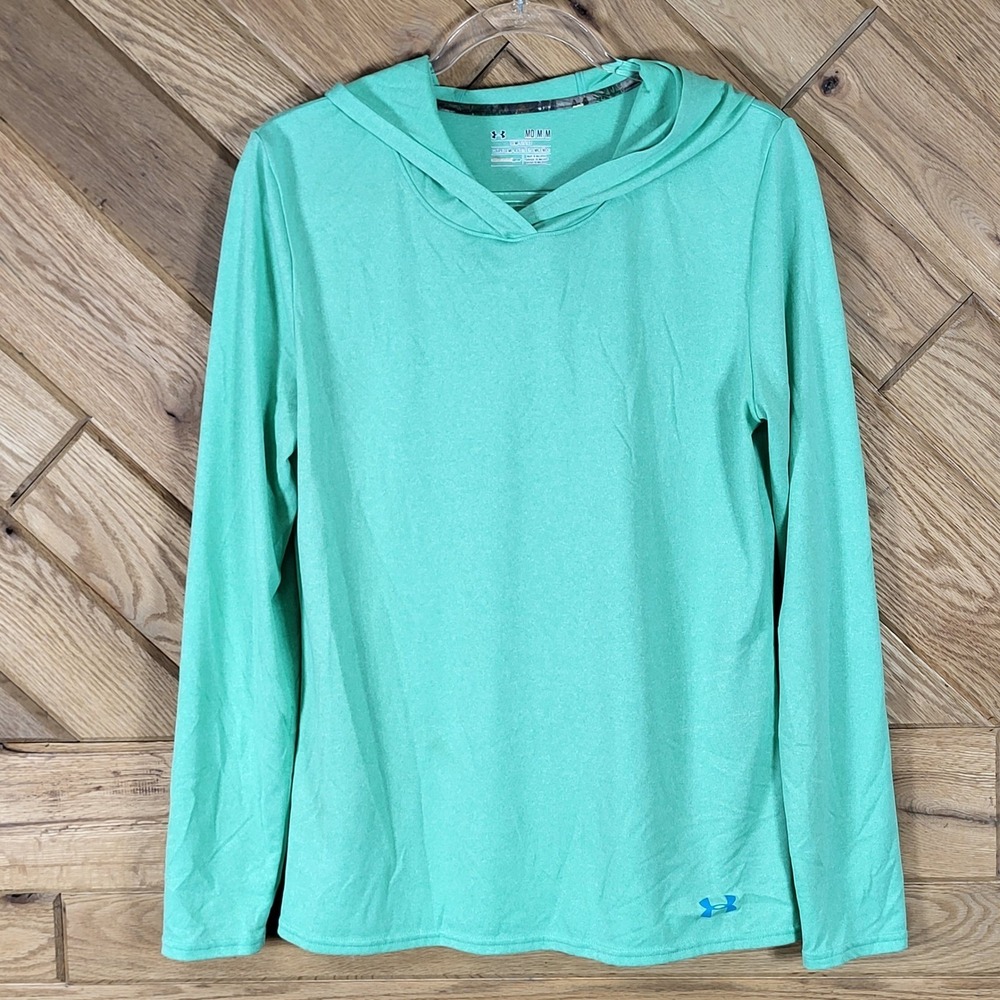 Under Armour Hoodie Shirt Mens Medium Allseasongear Semi-Fitted Teal Green